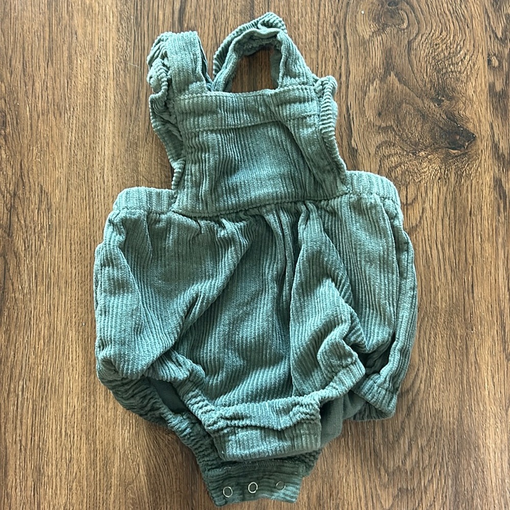 Old Navy 0-3 month green corduroy overall romper